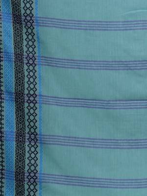 Sea Green Cotton Handwoven Saree With Texture Borders 5