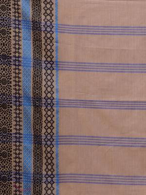 Beige Cotton Handwoven Saree With Texture Borders 5