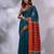Teal Handwoven Cotton Silk Saree With Geometric Designs