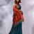 Teal Handwoven Cotton Silk Saree With Geometric Designs
