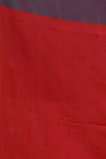 Teal And Red Cotton Handwoven Patli Pallu Saree