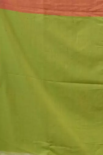 Orange And Parrot Green Cotton Handwoven Patli Pallu Saree
