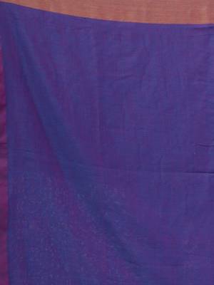 Peach And Blue Cotton Handwoven Patli Pallu Saree 5