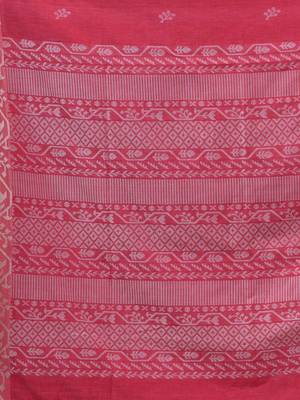 Pink Cotton Handwoven Soft Saree With Texture Designs 5