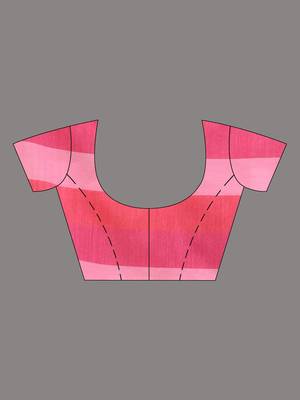 Pink Cotton Colorblocked Handwoven Soft Saree 5