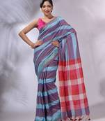 Multicolor Cotton Colorblocked Handwoven Soft Saree