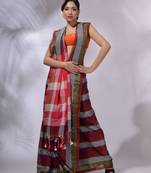 Multicolor Cotton Colorblocked Handwoven Soft Saree