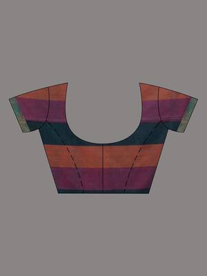 Multicolor Cotton Colorblocked Handwoven Soft Saree 7