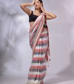 Multicolor Cotton Colorblocked Handwoven Soft Saree