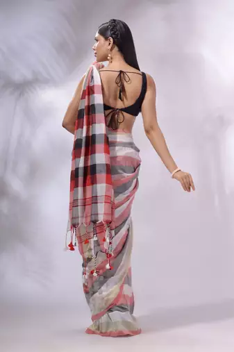 Multicolor Cotton Colorblocked Handwoven Soft Saree