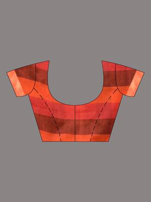 Orange Cotton Colorblocked Handwoven Soft Saree 6
