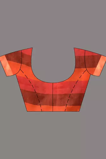 Orange Cotton Colorblocked Handwoven Soft Saree