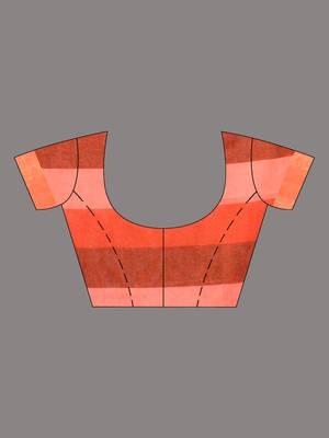 Orange Cotton Colorblocked Handwoven Soft Saree 6