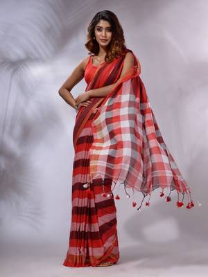 Multicolor Cotton Colorblocked Handwoven Soft Saree 1