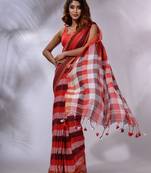 Multicolor Cotton Colorblocked Handwoven Soft Saree