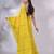 Yellow Cotton Handwoven Saree With Stripe Design