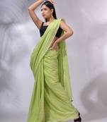 Lime Green Cotton Handwoven Saree With Checked Box Designs
