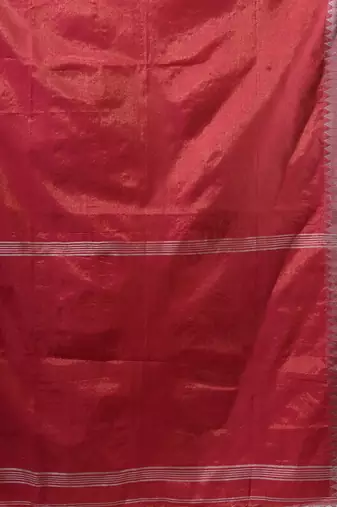 Pink Tissue Handwoven Saree With Zari Woven Temple Borders