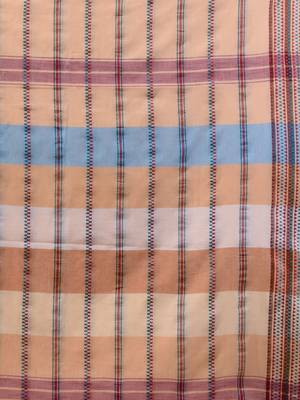 Peach Cotton Handspun Handwoven Saree With Stripes Designs 5