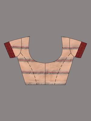 Peach Cotton Handspun Handwoven Saree With Stripes Designs 6