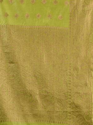 Light Green Silk Blend Handwoven Soft Saree With Ethnic Motifs 6