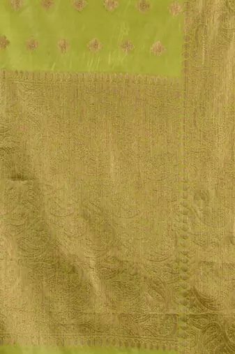 Light Green Silk Blend Handwoven Soft Saree With Ethnic Motifs