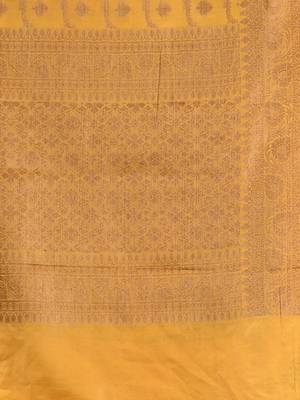 Yellow Silk Blend Handwoven Soft Saree With Nakshi Pattern 5