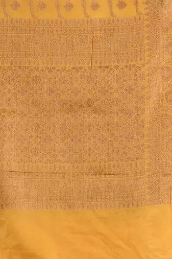 Yellow Silk Blend Handwoven Soft Saree With Nakshi Pattern