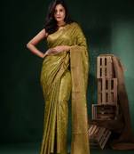 Sap Green Silk Blend Handwoven Soft Saree With Nakshi Pattern
