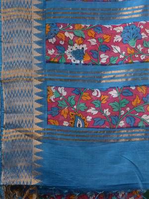 Magenta Silk Blend Handwoven Soft Saree With Floral Print 5