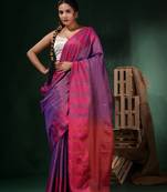 Violet Tissue Handwoven Saree With Paisley Borders
