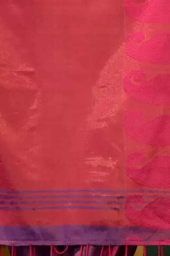 Violet Tissue Handwoven Saree With Paisley Borders