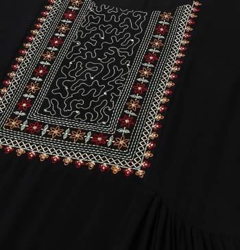 Black Rayon Yoke Embroidered Flared top 2