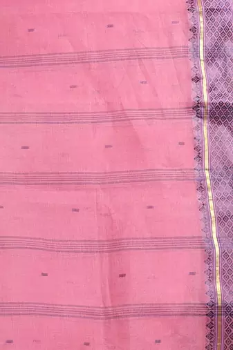 Lavender Handwoven Cotton Tant Saree Without Blouse