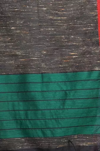 Black Handwoven Cotton Blend Gheecha Saree