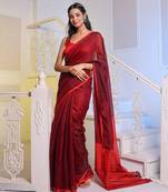 Maroon Handwoven Cotton Blend Soft Saree With Texture Pattern