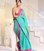 Sea Green Cotton Soft Saree With Nakshi Pallu