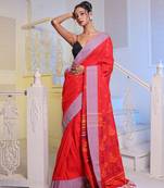 Red Cotton Soft Saree With Textured Designs