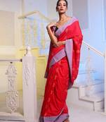 Punch Pink Cotton Soft Saree With Paisley Motifs