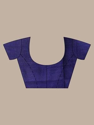 Midnight Blue Cotton Blend Handwoven Saree With Gheecha Pallu 5