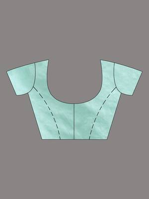 Sea Green Cotton Handwoven Saree With Stripes Pallu 6