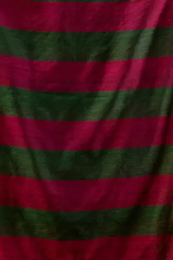 Magenta And Green Cotton Handwoven Soft Saree With Stripe Pattern