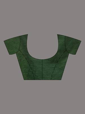 Magenta And Green Cotton Handwoven Soft Saree With Stripe Pattern 6