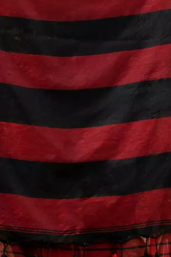 Black And Red Cotton Handwoven Soft Saree With Stripe Pattern