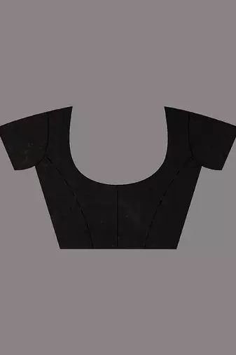 Black Cotton Handwoven Soft Saree With Stripe Pattern