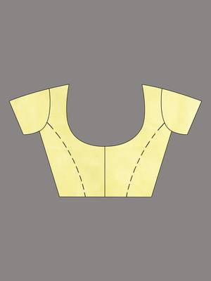Lavender And Lemon Yellow Cotton Handwoven Half N Half Saree With Stripe Pattern 6