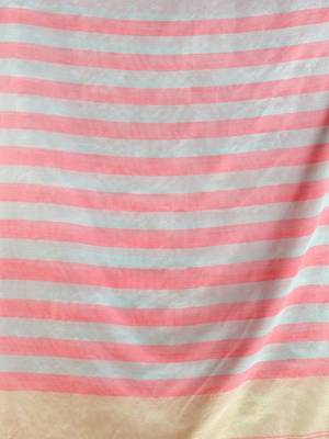 Flamingo Pink And Tea Green Cotton Handwoven Half N Half Saree With Stripe Pattern 5