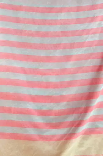 Flamingo Pink And Tea Green Cotton Handwoven Half N Half Saree With Stripe Pattern