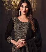Black rangoli with coding sequence embroidery work salwar kameez Dupattas