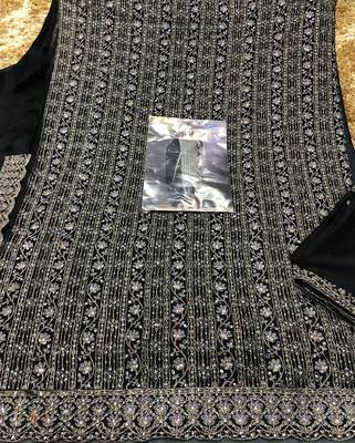 Black rangoli with coding sequence embroidery work salwar kameez Dupattas 4
